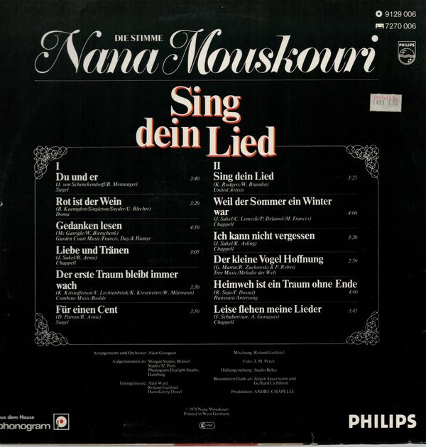 Sing dein Lied / Nana Mouskouri