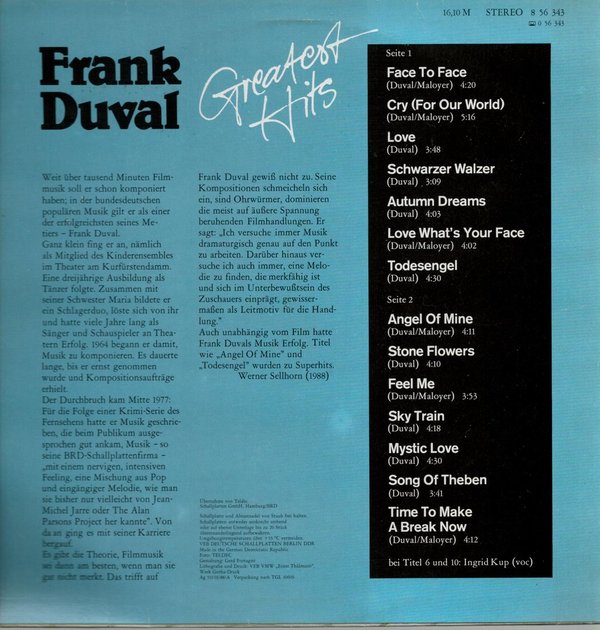Greatest Hits / Frank Duval