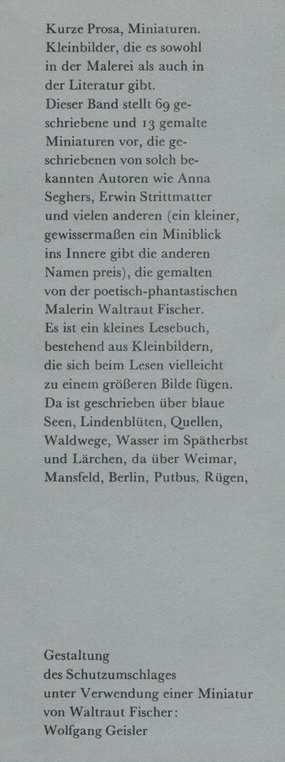 Vom Geschmack der Wörter: Miniaturen / Joachim Walther (Hrsg.)