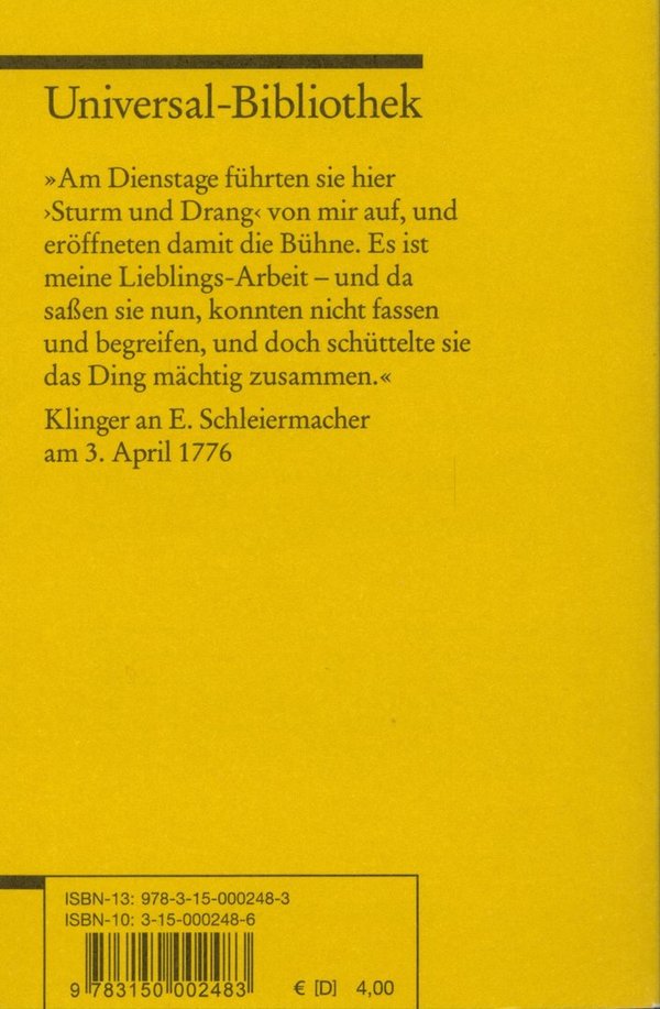 Sturm und Drang / Friedrich Maximilian Klinger