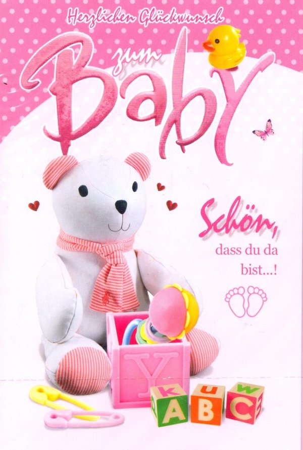 Gruß- / Glückwunschkarte "Baby Rosa"